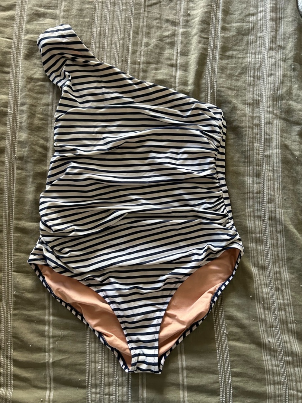 J. Crew One-Shoulder Striped Swimsuit